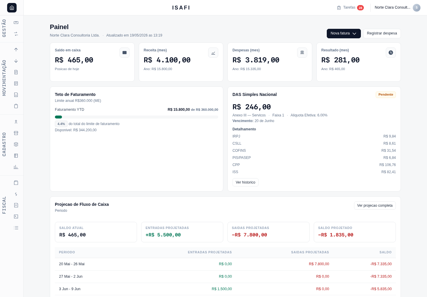 Isafi dashboard - track revenue, expenses, and invoices